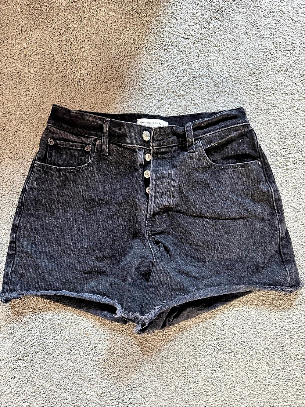 Abercrombie & Fitch The Dad Short High Rise Black Jean Shorts Waist 26